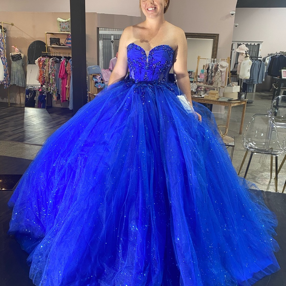 Mori Lee Regal Royal Gown with 3D Floral Appliqués